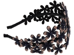 Faixa De Cabelo Larga E Elegante Com Estampa Floral Azul, Acessório Confortável.