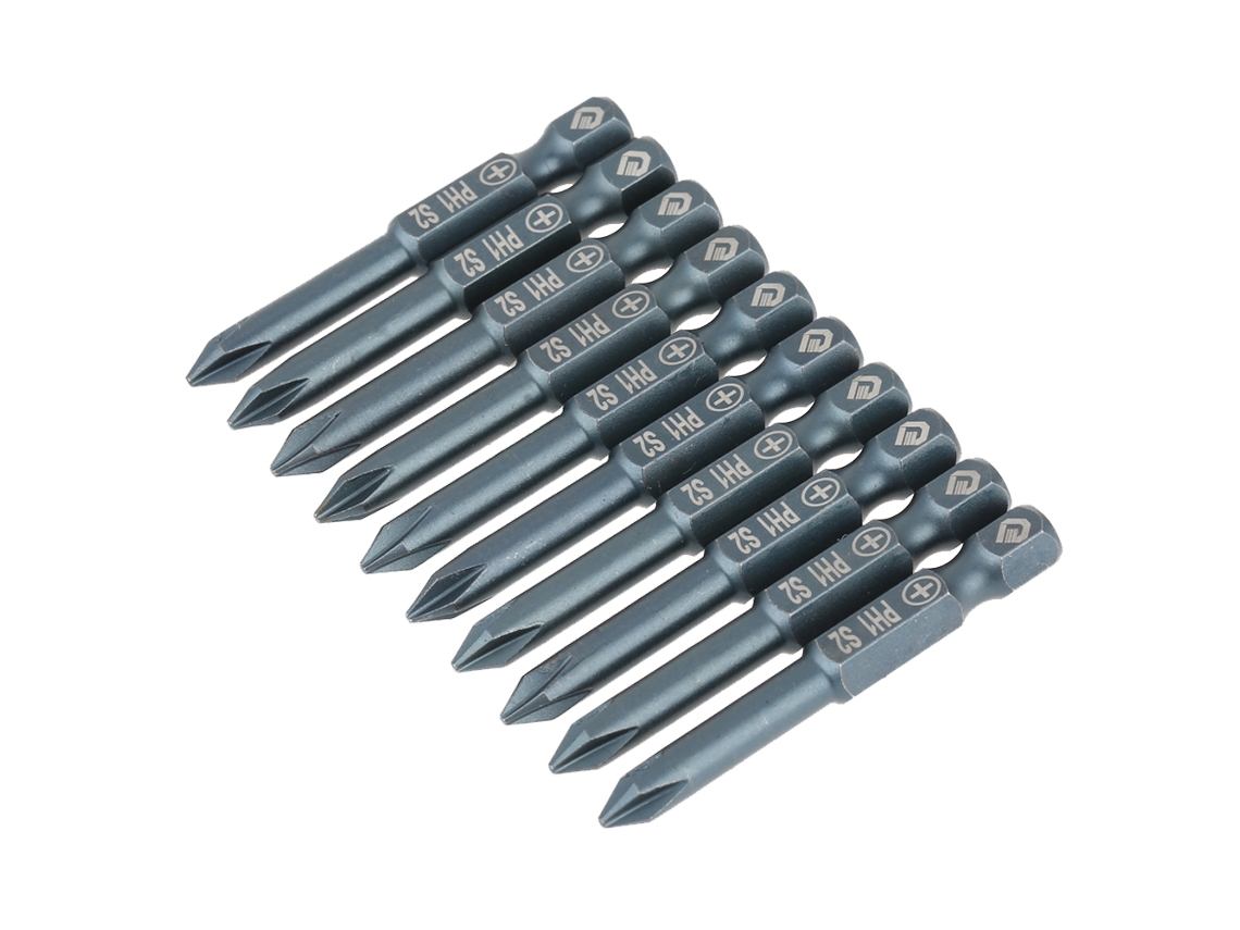 Conjunto De Bits De Parafuso Cruzado S2 Aço 1/4 Polegada Hexagonal 50mm Ph1 (10pcs)