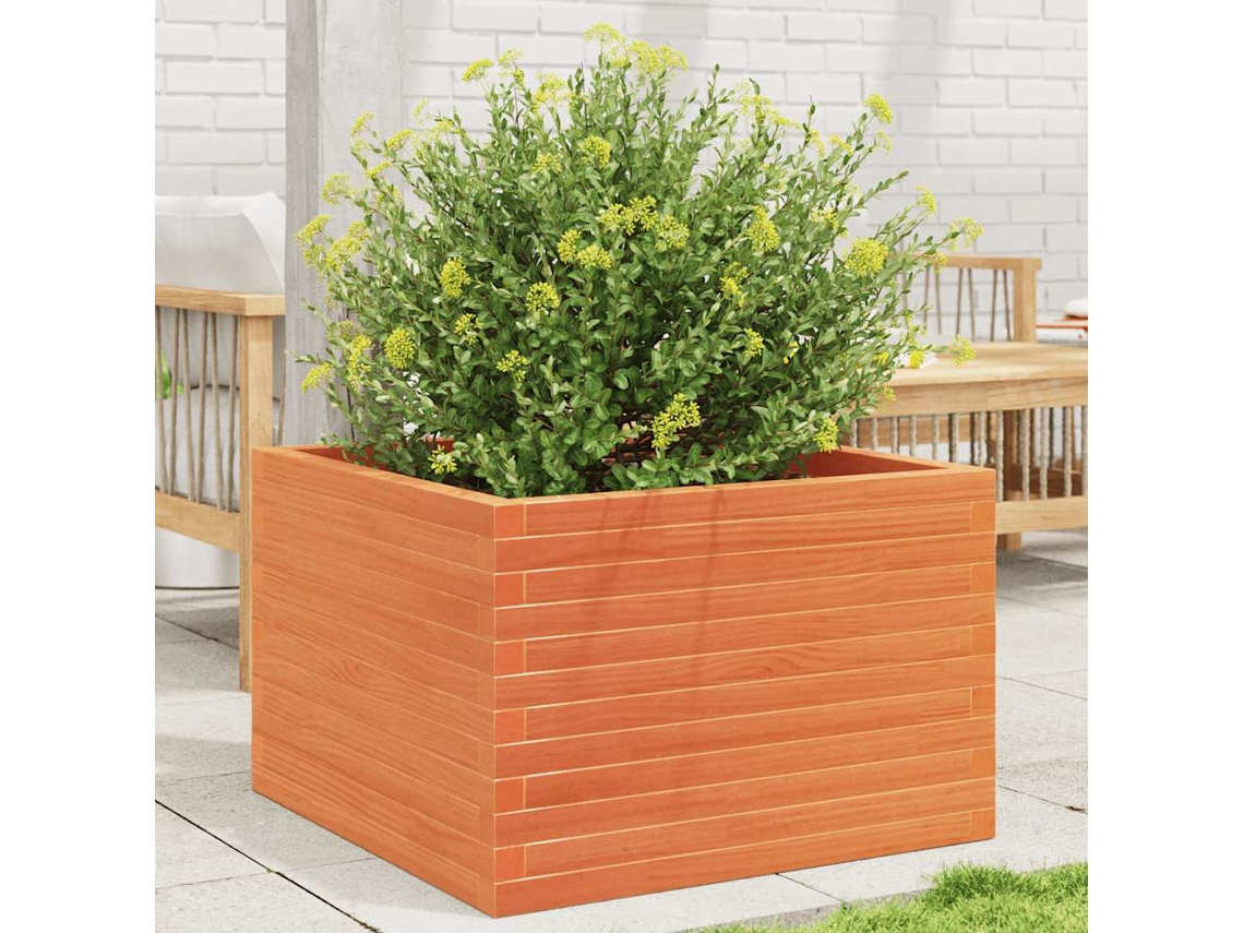 Vidaxl Vaso/floreira De Jardim 70x70x46 Cm Pinho Maciço Castanho-mel