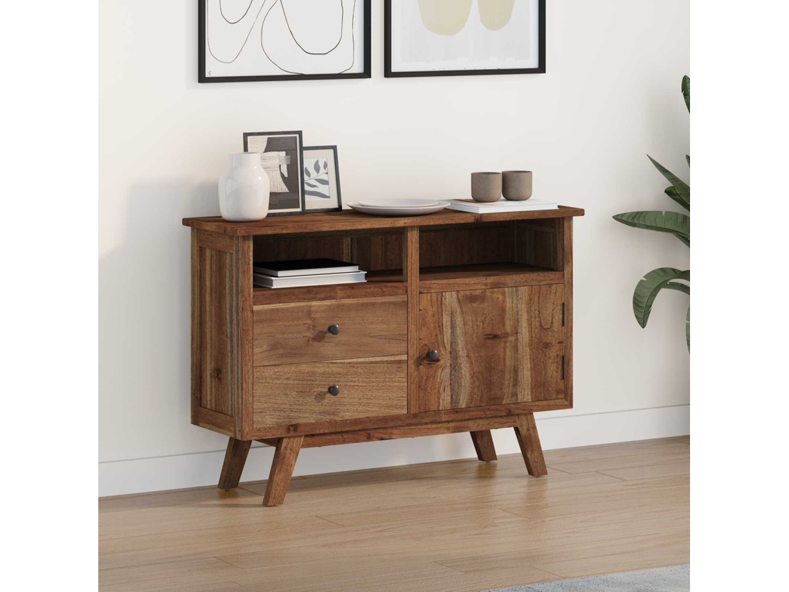 Vidaxl Buffet Natural 100 X 30 X 68 Cm Madeira De Teca Sólida
