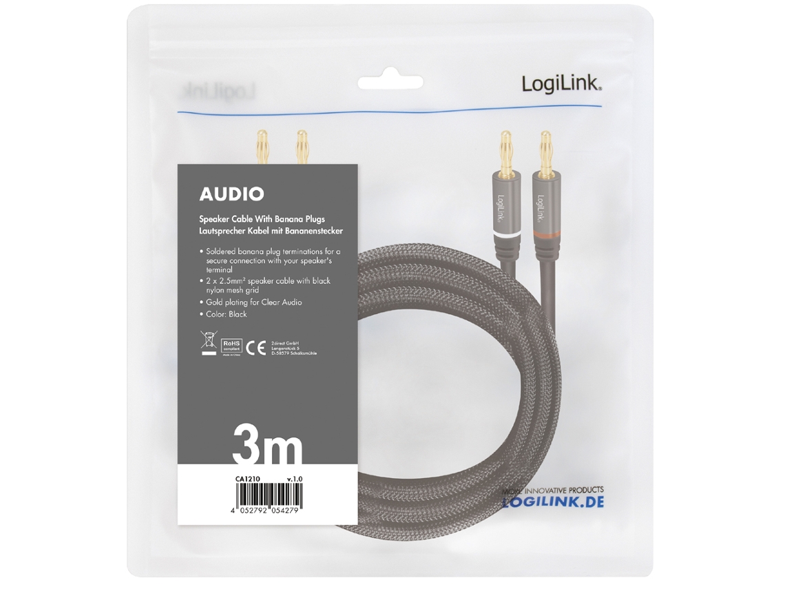Cabo de Alto-Falante LOGILINK 2 X 2 Plugues Banana 3 0 M