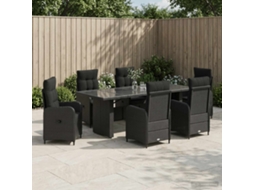 Vidaxl Conjunto De Jantar Para Exterior 7 Unid. Preto Vime Pe