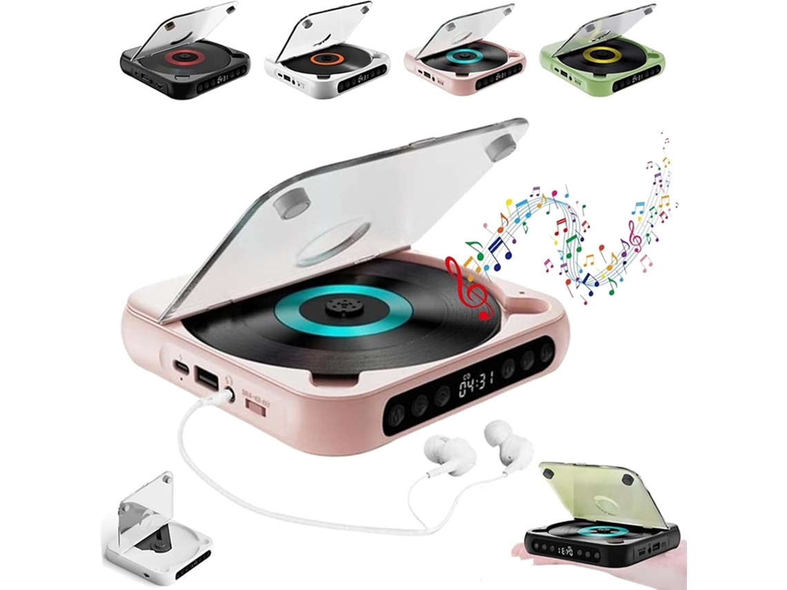 Leitor Cd Portátil Com Bluetooth: Som Hi-fi, Reprodução Sem Fio E Com Bateria Recarregável Compacto E Leve