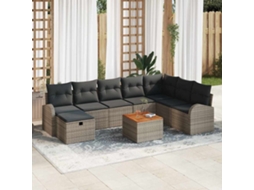 Vidaxl Conjunto De Sofá De Jardim 9 Unid. Cinzeto Rattan Sintético