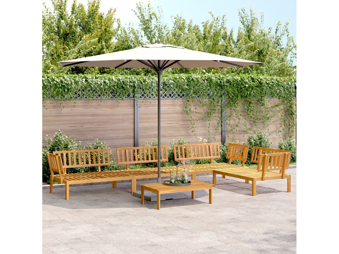 Vidaxl 5 Pcs Conjunto De Móveis De Paletes P/ Jardim Acácia Maciça
