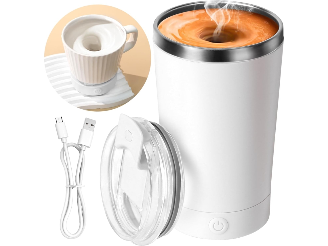 Espumador De Leite Elétrico Portátil 2 Em 1 Aço Inoxidável Livre Bpa Para Café E Chocolate Quente, 400 Ml, Branco.