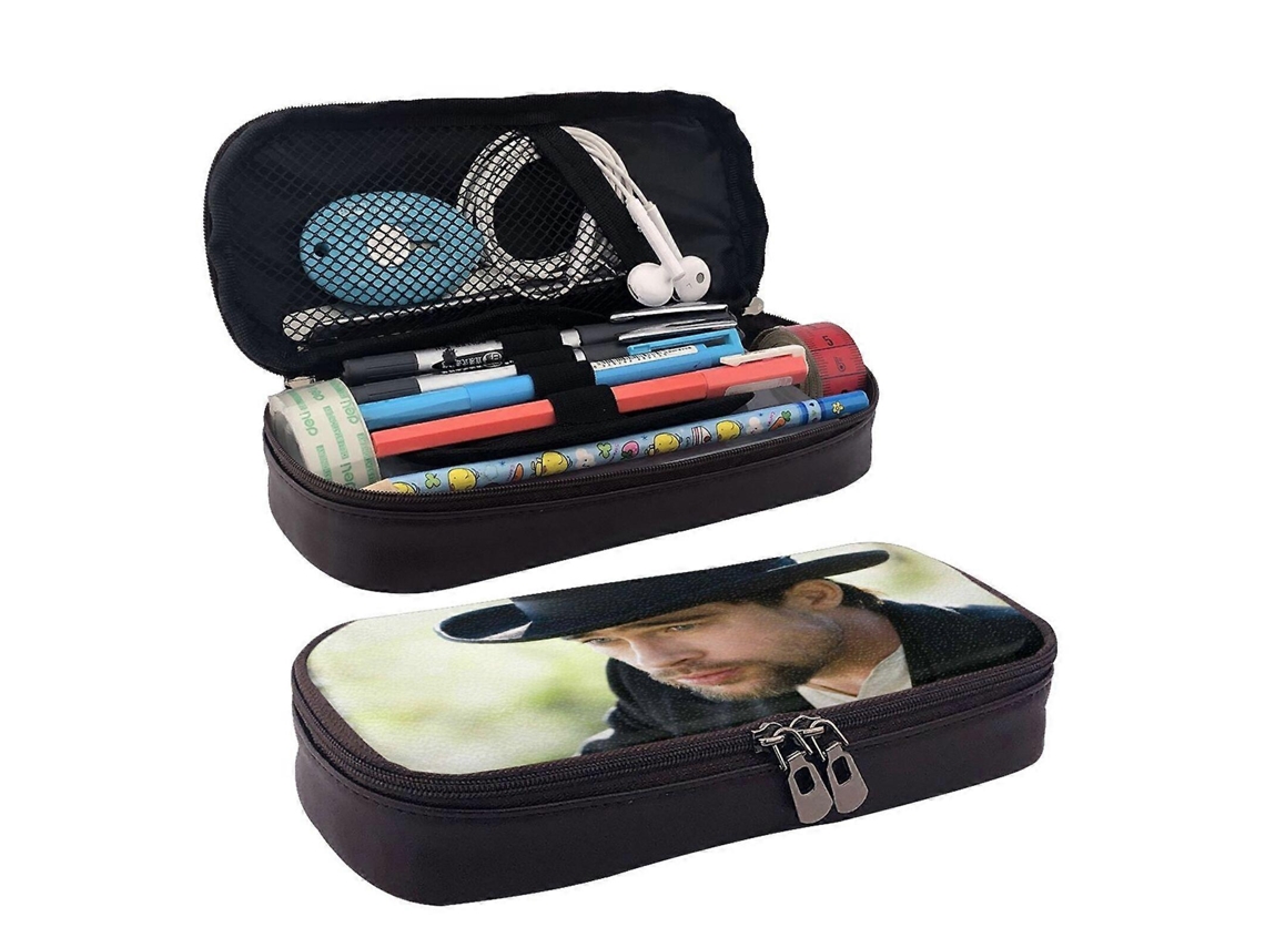 Estojo Brad Pitt, Elegante Bolsa De Couro Marrom Com Zíper Para Canetas, Marcadores E Materiais De Escritório, K24 Olysi Shop