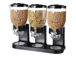 Dispenser De Alimentos Secos Triplo Para Cereais, Nozes, Grãos E Snacks - Acrílico E Metal, Controle Individual, Segurança E Frescura