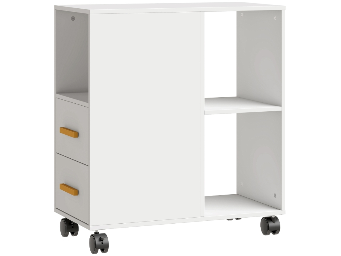 Suporte Mesa Impressora Prateleira Ajustável Rodízios Branco