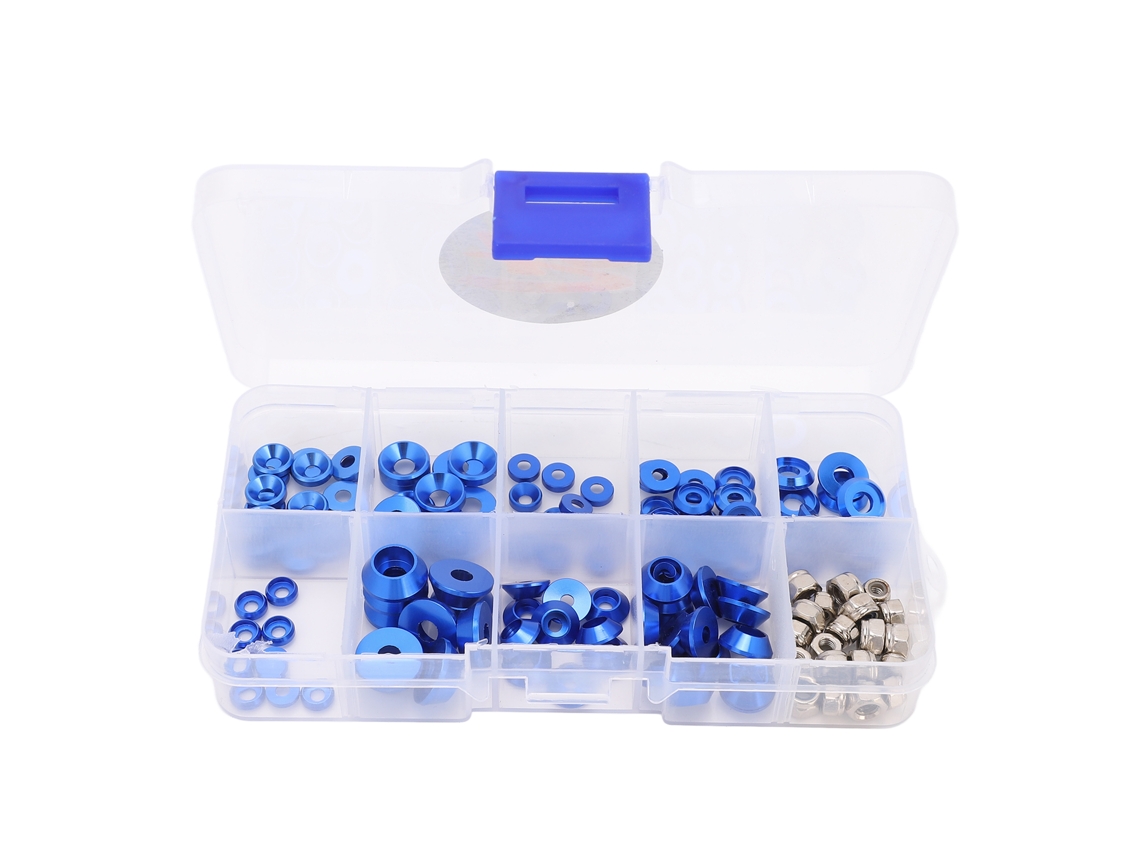 Mali kit Parafusos Arruelas Cnc Alumínio para Carros Rc 1/10 1/8 Flat Round Head Porca Azul