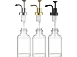 Dispenser De Xarope De Café Em Vidro Com Bomba Dourada, 2 Unidades, 500ml, Fácil De Limpar E Usar, Para Vários Usos Prata