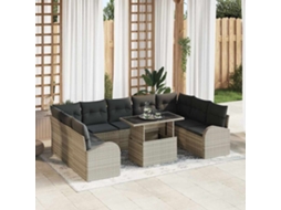 Vidaxl Conjunto De Sofá De Jardim Com Almofada 10 Pcs Cinzento-claro
