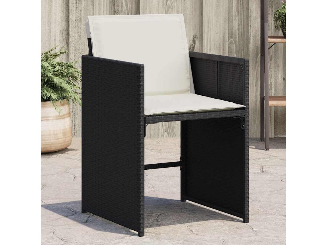 Vidaxl Cadeiras De Jardim Com Almofadões 4 Pcs Vime Pe Preto