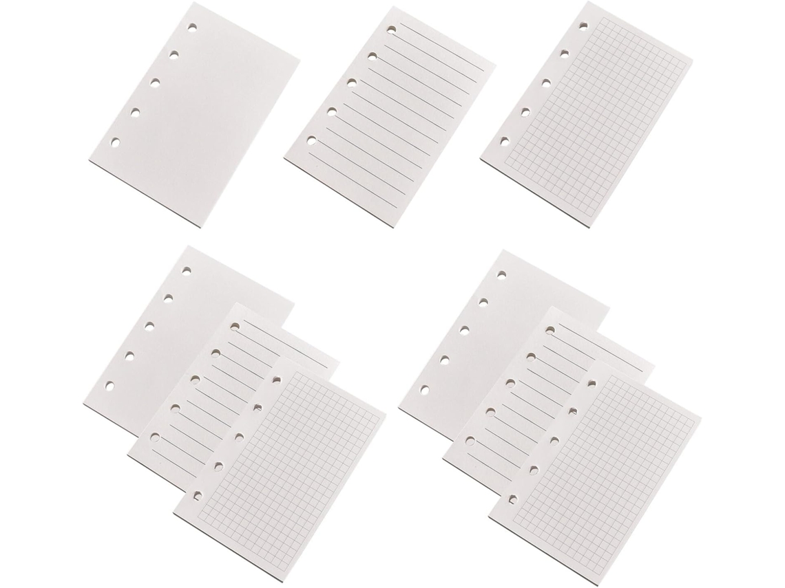 Pacote Com 9 Folhas De Refil Para Diários Com Linhas E Quadriculadas, Compatível Com Fichários Espiral.