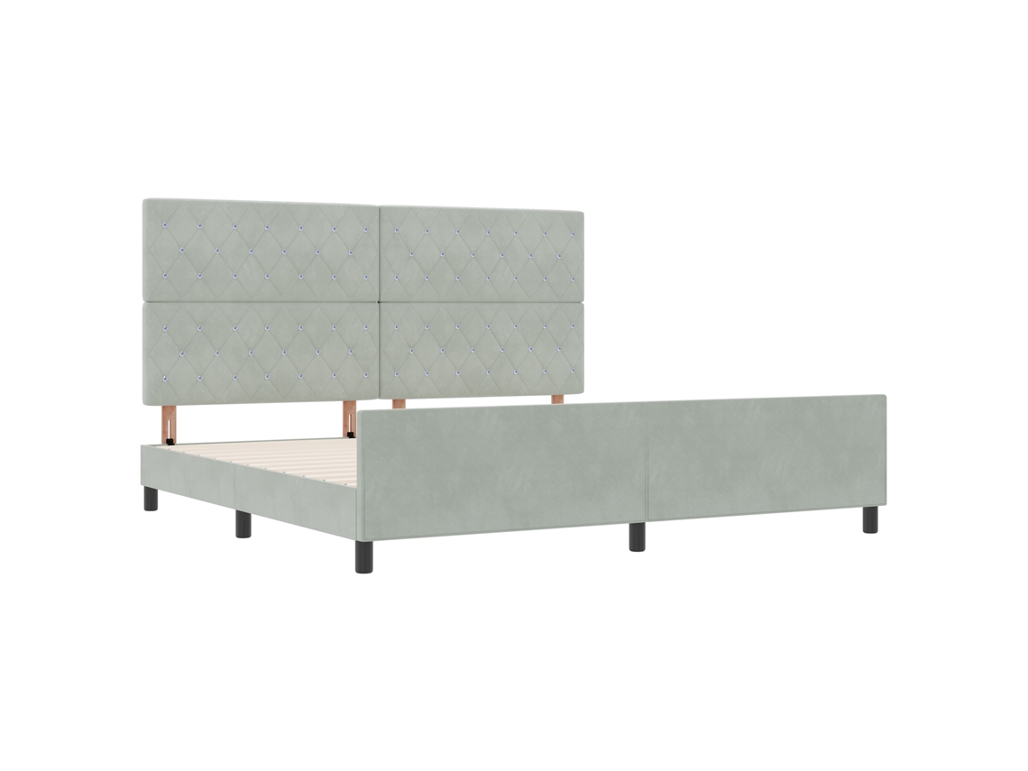 Conjunto 1 Cama Moderna Vidaxl Cinzento-claro Veludo (200 X 200 Cm)