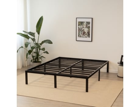 Cama Sappho Em Aço 200x200 Cm, Preto – 36 Cm Altura Com Arrumação