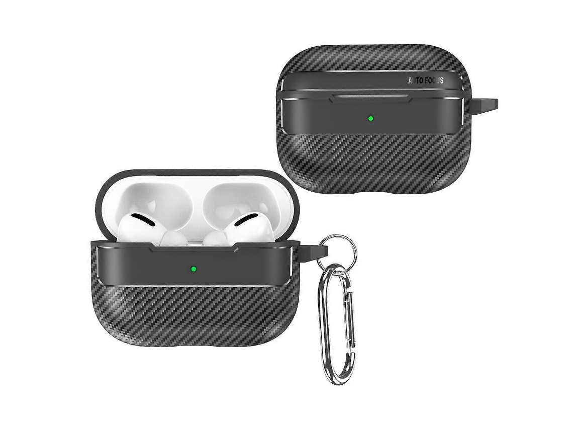 Capa Protetora Antiqueda Com Textura De Fibra De Carbono Para Fones De Ouvido Airpods Pro