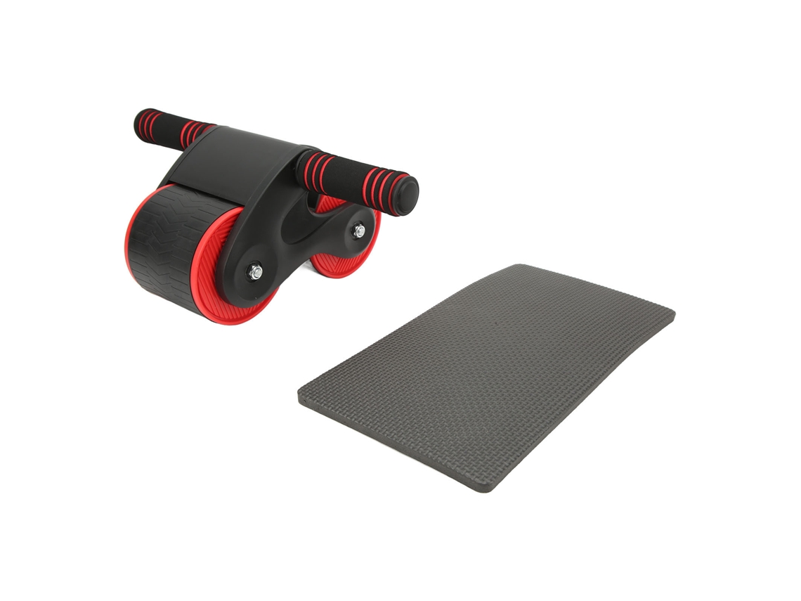 Rolo de abdominais Business de duas rodas com suporte para celular, equipamento de ginástica, preto e vermelho