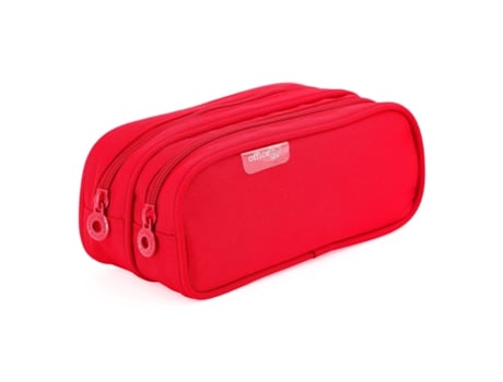 Colorline Estuche Portatodo Doble De Amplios Apartados Con Cierre De Cremallera, Rojo Office Box