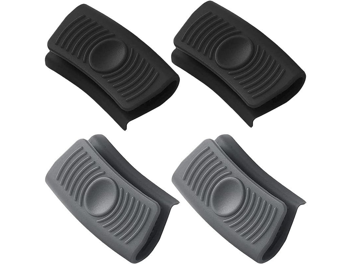 2 Pares De Asas Auxiliares De Silicona Impermeáveis E Antiderrapantes, Luvas Para Forno, Manuseio De Panela, Resistentes Ao Calor, Preto
