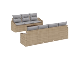 Conjunto 8 Sofá De Jardim Vidaxl Bege Vime Pe (55 X 55 X 37 Cm)