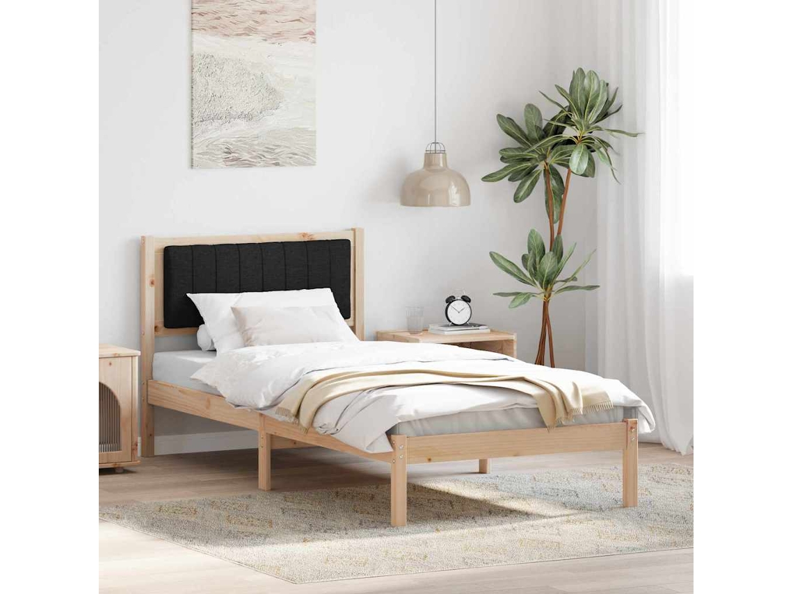 Vidaxl Estrutura De Cama Com Cabeceira Estofada Preto 90 X 200 Cm
