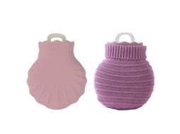 Botella De Água Quente Linjou Mini Anti-explosiva Com Capa Tecida Para Mãos (roxa)