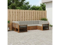 Vidaxl Conjunto De Sofás Para Exterior 6 Pcs Natural E Cinzento-claro