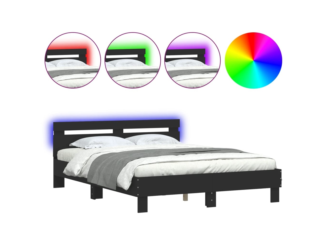 Bed Frame, Bed Frames Vidaxl Preto Madeira Processada (140 X 200 Cm)