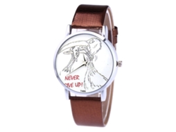 Relógio de Casal de Moda com Pulseira de Couro Pu Simples Esfera Redonda Quartzo Café