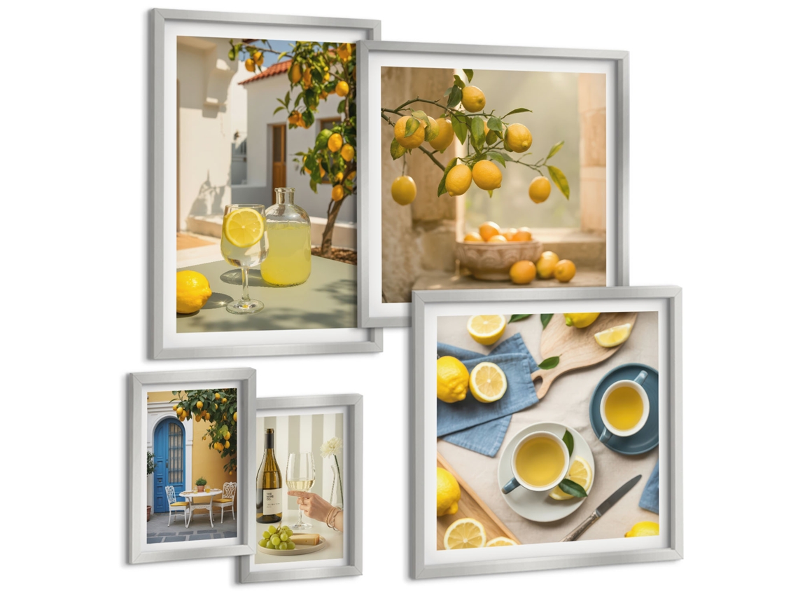 Conjunto De Pinturas Limões Rústicos Para A Cozinha Espelharte (5 Peças)