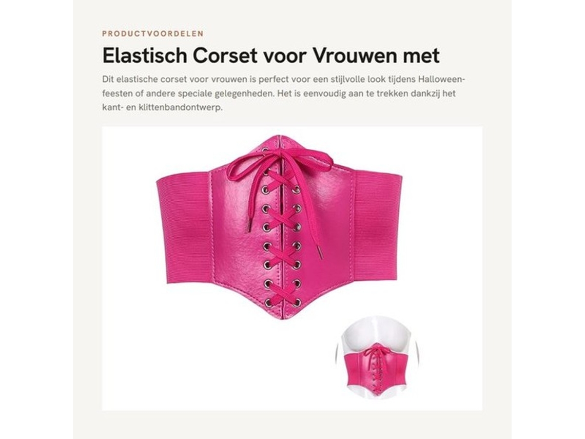 Corset feminino - Design elástico/corrimão - Cós - Corset retrô - Fantasia de Halloween - Material PU rosa
