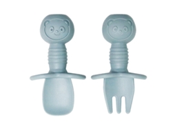 Conjunto de Garfo e Colher de Silicone para Bebés Utensílios para Desmame Guiado Etapa 1 6 Meses NEVEANCE