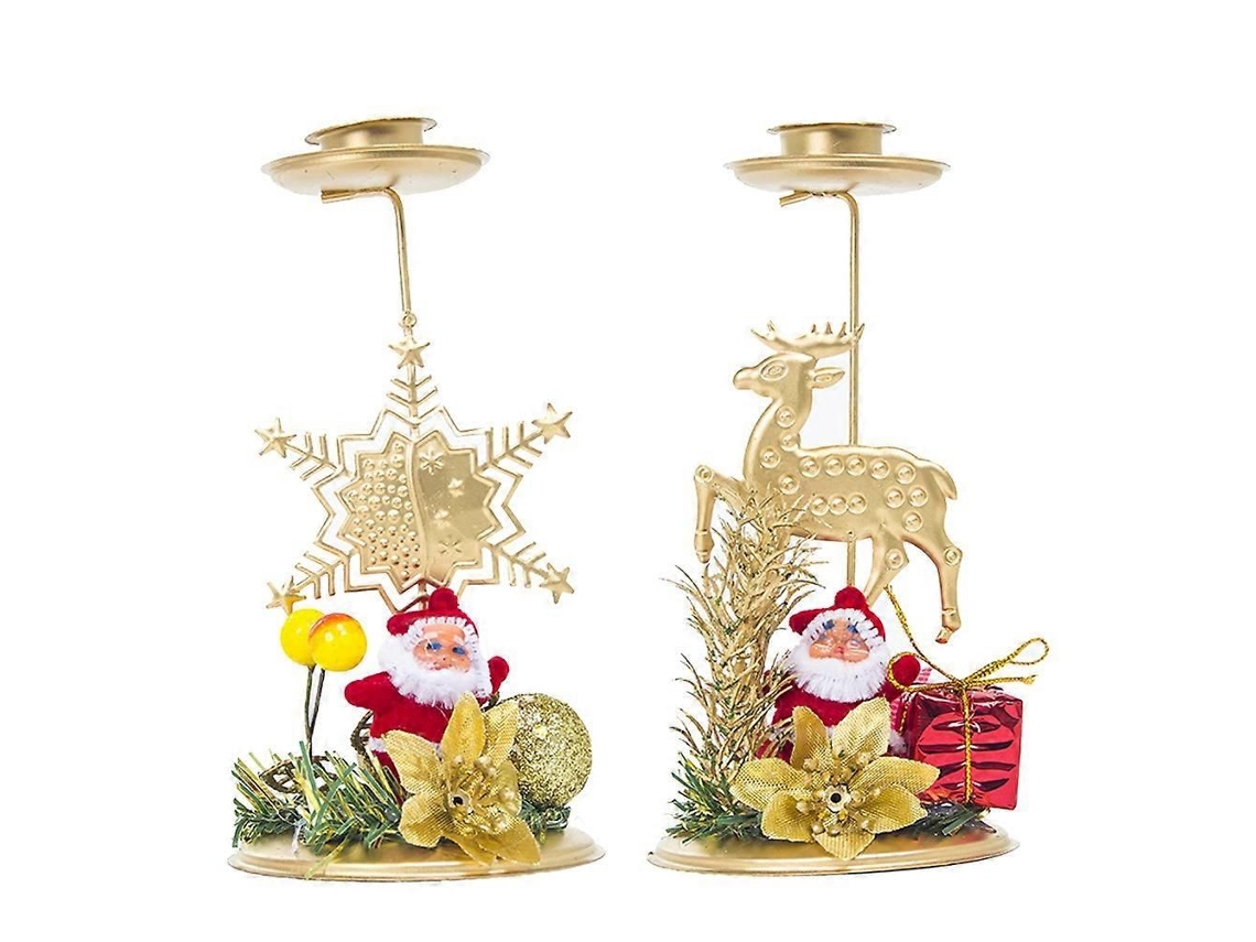 Castiçal Decorativo De Natal Com Floco De Neve E Alce