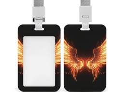 Porta Crachá Vertical Fire Angel Wing, Protetor De Crachá Com Cordão, Capa Plástica Impermeável, Porta Cartões De Visita