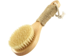Escova De Banho Esfoliante Madeira 20cm Com Cerdas Javali, Antiderrapante, Para Massagem Linfática E Limpeza Corporal
