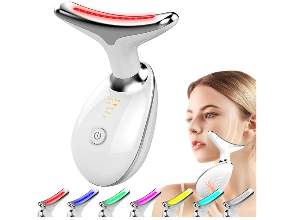 Massajador Facial Elétrico Com Terapia De Luz Vermelha Para Rejuvenescimento Facial E Do Pescoço, 7 Modos De Cor.