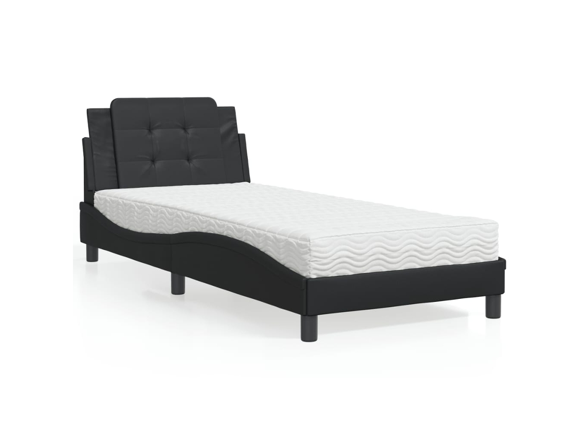 Vidaxl Estrutura De Cama Sem Colchão Zadar 100x200 Cm Couro Artificial Preto