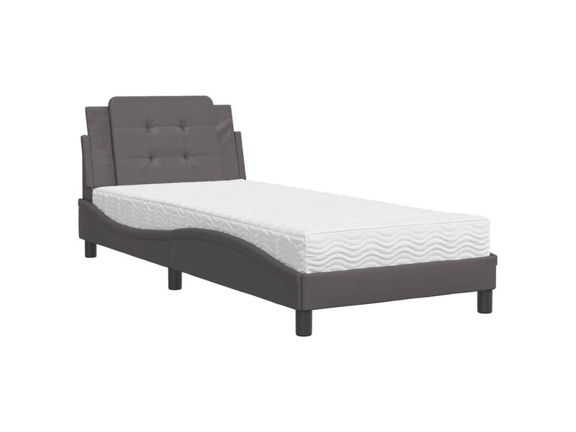 Bed, Beds Vidaxl Cinzeto Couro Artificial (90 X 200 Cm)