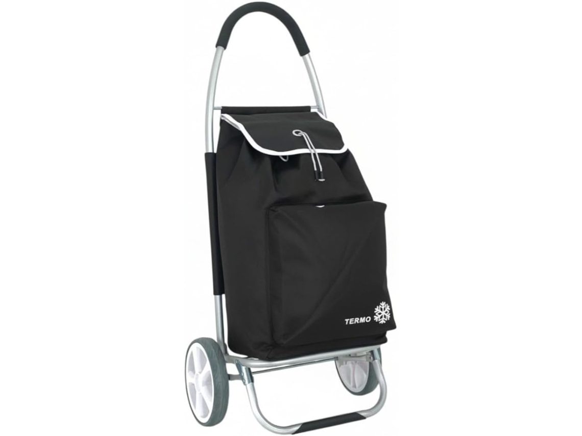 Carro De La Compra Plegable Con Bolsa Térmica, Alumino Ligero 60l Litros Para Subir Escaleras, Impermeable Isotérmica. (negro)