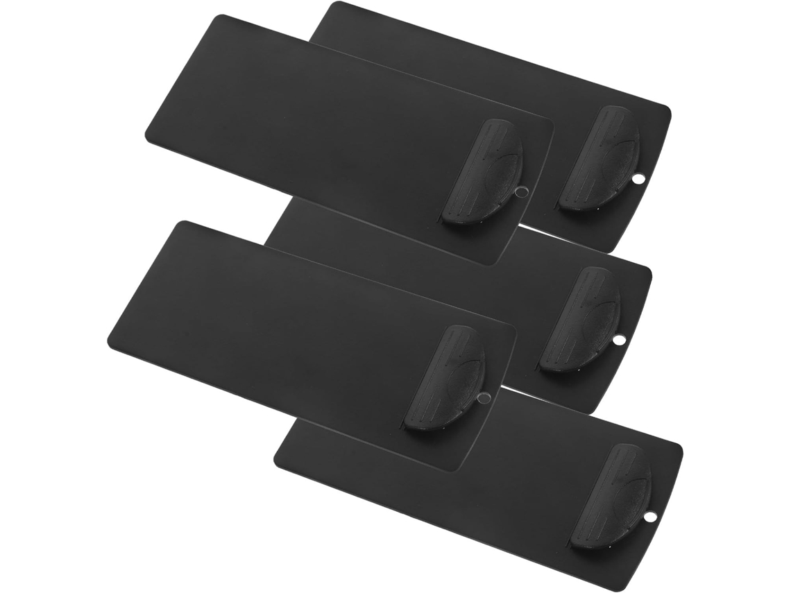 Conjunto de 5 peças de pranchetas de plástico Preta, tamanho pequeno, duráveis e flexíveis, ideais para mesas.