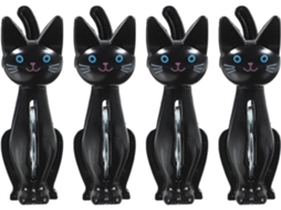 Shineofi 4-prendedores De Toalha Praia Com Design Gato, Ferro Preto, Alta Resistência, Evita Deformações, Para Secagem