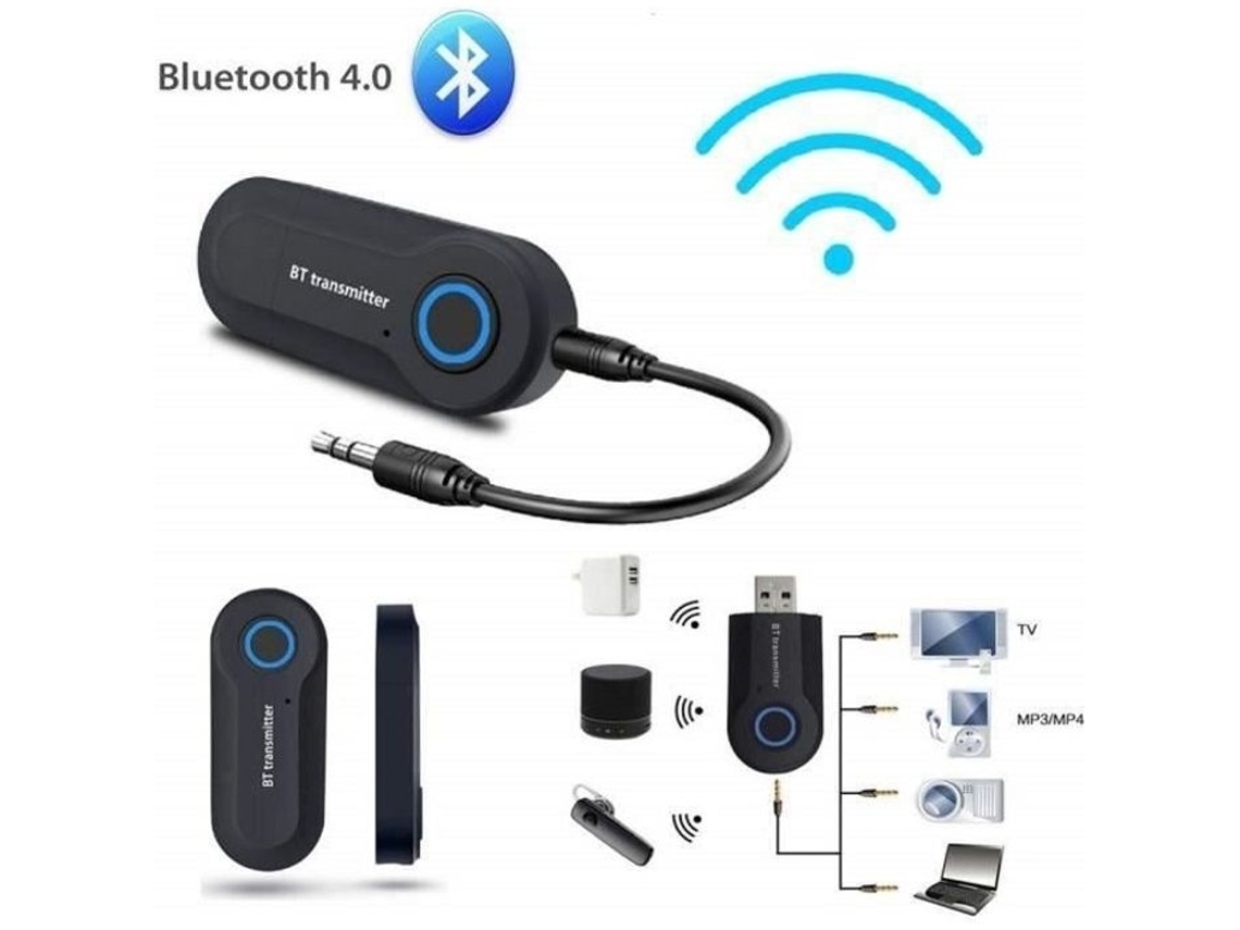 Adaptador Bluetooth Áudio, 2 Em 1, Aux, Usb