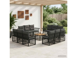 Vidaxl Conjunto De Sofás Para Exterior 13 Pcs Preto E Cinza Escuro