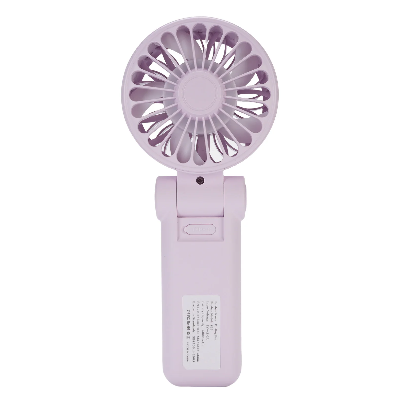 Ventilador Portátil, Dobrável, com 5 Velocidades Ajustáveis, Silencioso e com Visor Digital. MDUG (roxo)