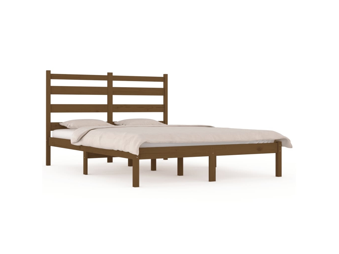 Bed Frame, Bed Frames Vidaxl Marrom Madeira De Pinho (200 X 200 Cm)