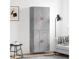 Vidaxl Armário Alto 69,5x34x180 Cm Derivados De Madeira Cinza Cimento