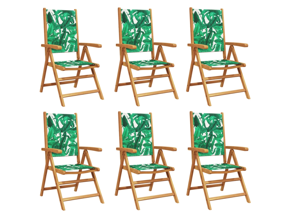 Maison Exclusive - Cadeiras Jardim Reclin. 6 Pcs Tecido/madeira Maciça Verde