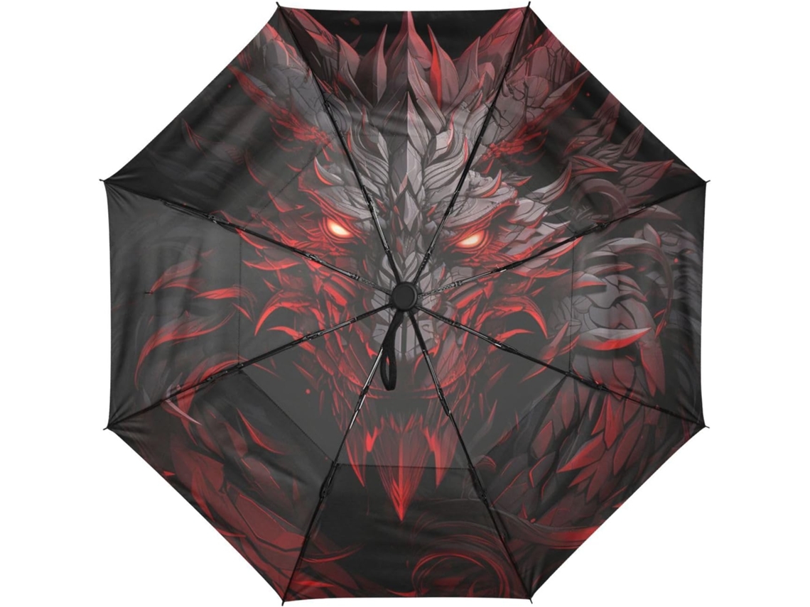 Guarda Chuva de Viagem automático cool red dragon resistente ao resistente tecido férias