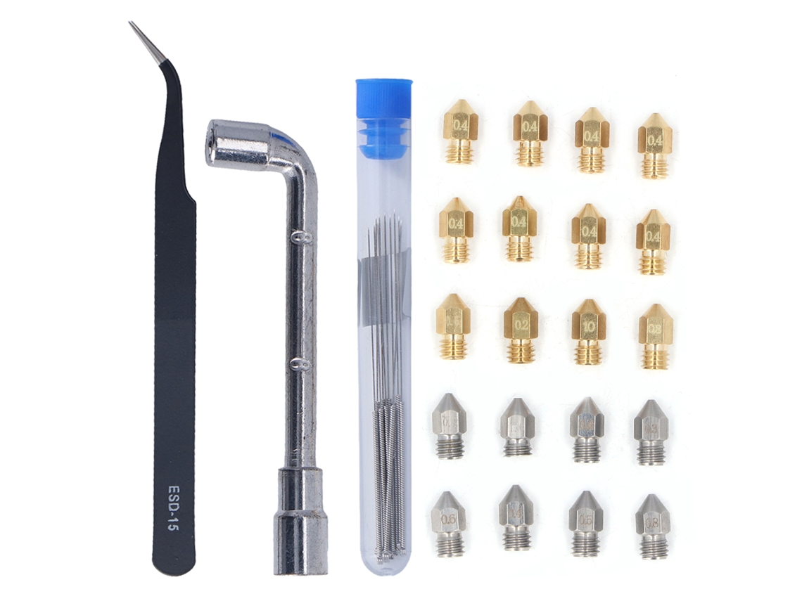Kit de Limpeza de Bicos Mk8 para Impressora 3d com Agulha e Pinça Aço Endurecido e Cobre S/MARCA